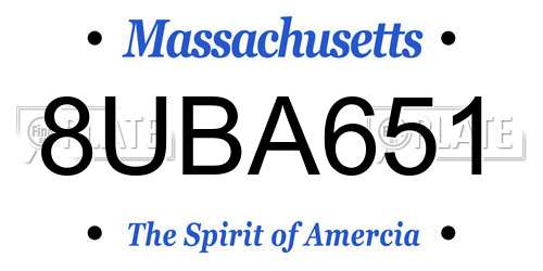 8UBA651 Massachusetts License Plate