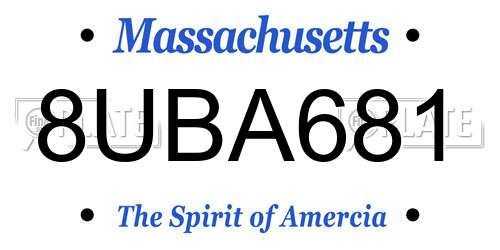 8UBA681 Massachusetts License Plate