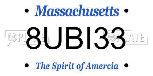 8UBI33 Massachusetts License Plate