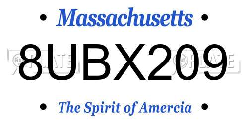 8UBX209 Massachusetts License Plate