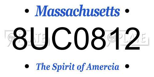 8UC0812 Massachusetts License Plate