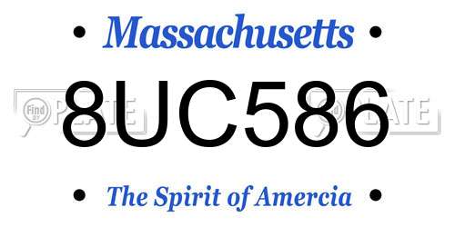 8UC586 Massachusetts License Plate