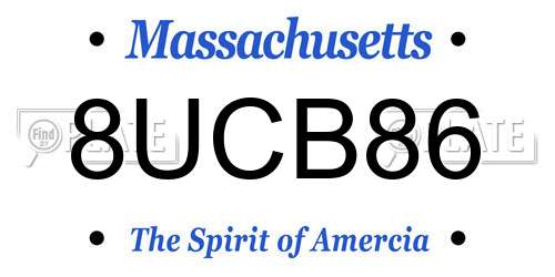 8UCB86 Massachusetts License Plate