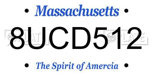 8UCD512 Massachusetts License Plate
