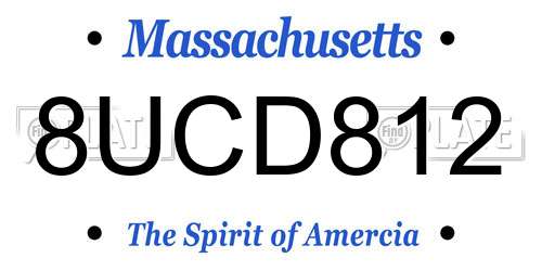 8UCD812 Massachusetts License Plate