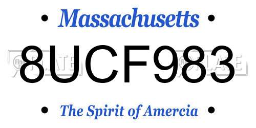 8UCF983 Massachusetts License Plate