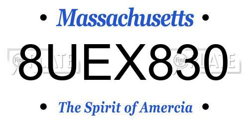 8UEX830 Massachusetts License Plate