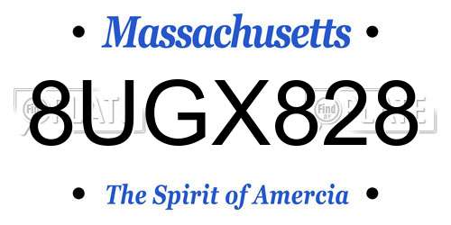 8UGX828 Massachusetts License Plate