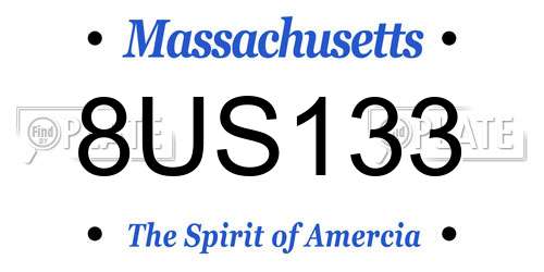 8US133 Massachusetts License Plate