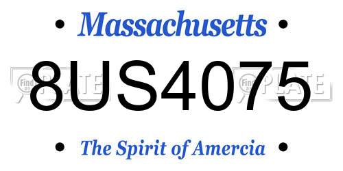 8US4075 Massachusetts License Plate