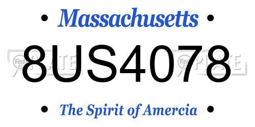 8US4078 Massachusetts License Plate