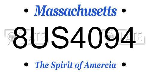 8US4094 Massachusetts License Plate