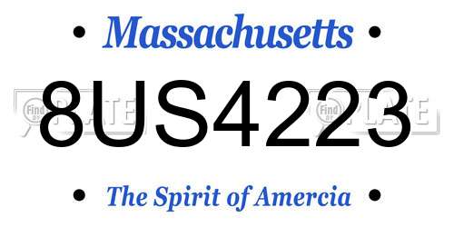8US4223 Massachusetts License Plate