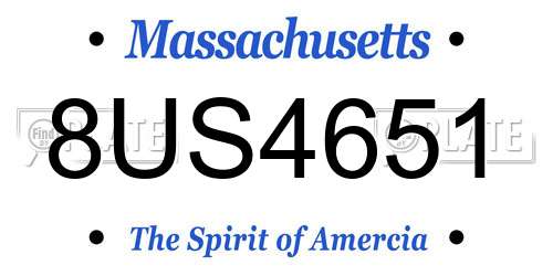 8US4651 Massachusetts License Plate