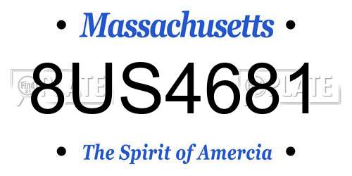 8US4681 Massachusetts License Plate