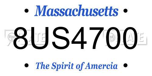 8US4700 Massachusetts License Plate