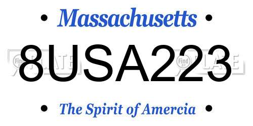8USA223 Massachusetts License Plate