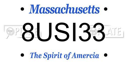 8USI33 Massachusetts License Plate