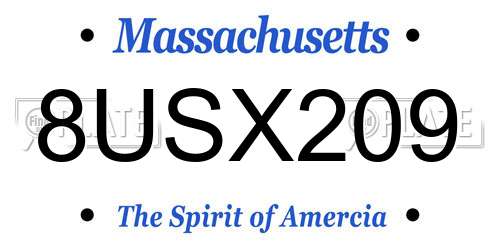 8USX209 Massachusetts License Plate