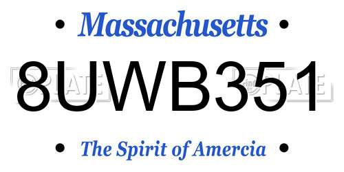 8UWB351 Massachusetts License Plate