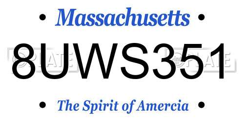 8UWS351 Massachusetts License Plate