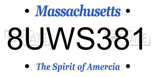 8UWS381 Massachusetts License Plate