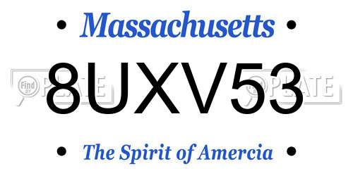 8UXV53 Massachusetts License Plate