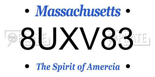 8UXV83 Massachusetts License Plate