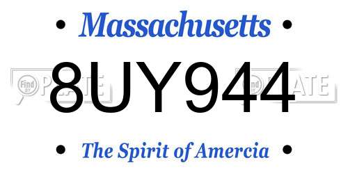 8UY944 Massachusetts License Plate