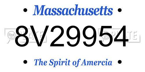 8V29954 Massachusetts License Plate