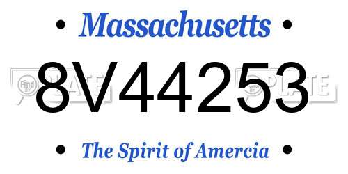 8V44253 Massachusetts License Plate