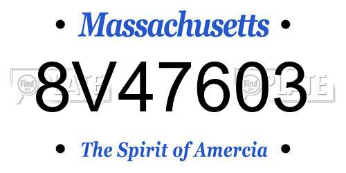 8V47603 Massachusetts License Plate