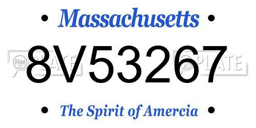 8V53267 Massachusetts License Plate