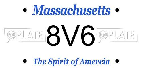 8V6 Massachusetts License Plate