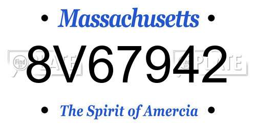 8V67942 Massachusetts License Plate