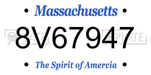 8V67947 Massachusetts License Plate
