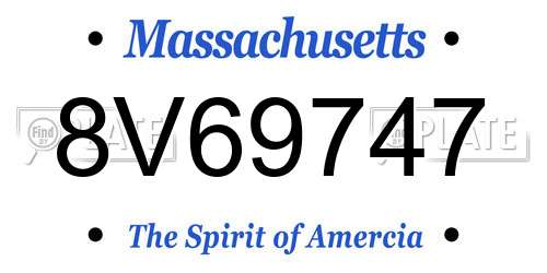 8V69747 Massachusetts License Plate