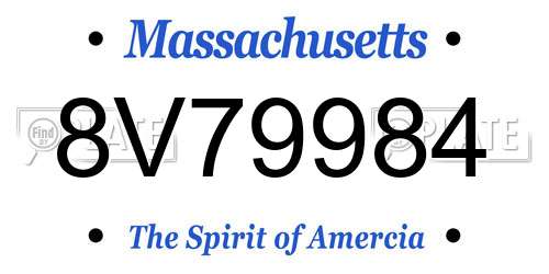 8V79984 Massachusetts License Plate