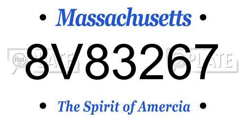 8V83267 Massachusetts License Plate