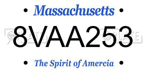 8VAA253 Massachusetts License Plate