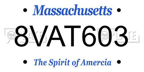 8VAT603 Massachusetts License Plate