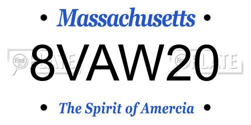 8VAW20 Massachusetts License Plate