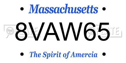 8VAW65 Massachusetts License Plate