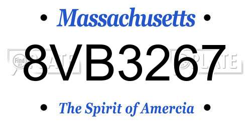 8VB3267 Massachusetts License Plate