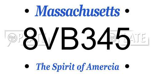 8VB345 Massachusetts License Plate