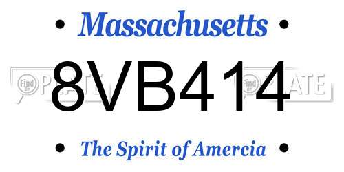 8VB414 Massachusetts License Plate