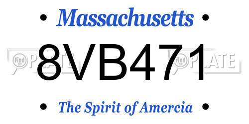 8VB471 Massachusetts License Plate
