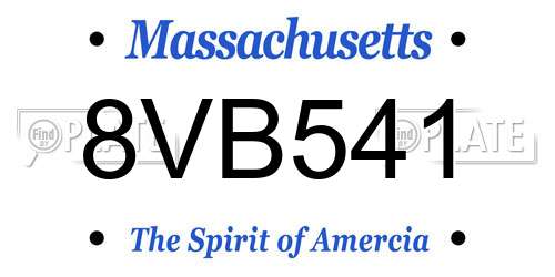 8VB541 Massachusetts License Plate
