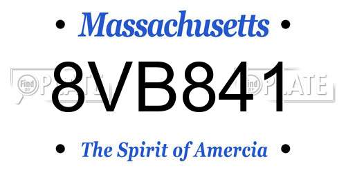 8VB841 Massachusetts License Plate