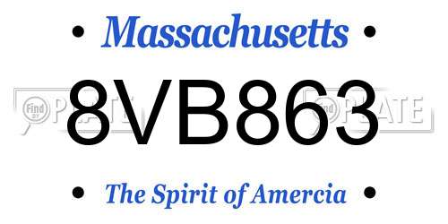 8VB863 Massachusetts License Plate